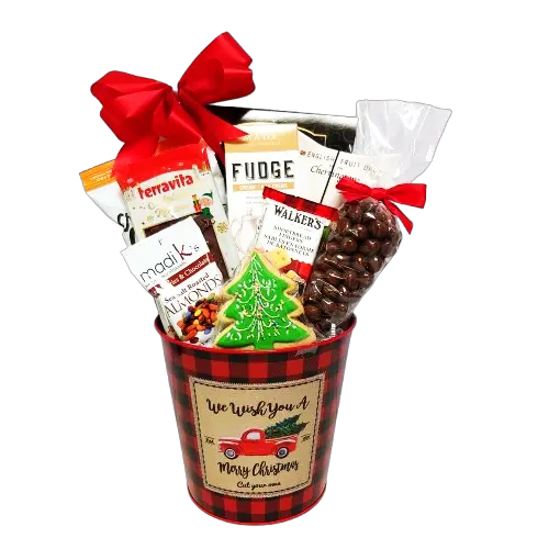 Deliver your warm Christmas wishes with this festive tin filled with lots of sweets and treats to enjoy!
