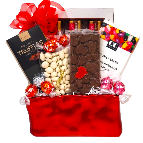 For the love of Valentine's, send this planter loaded with all sorts of chocolates, chocolate covered raisins and jelly beans too all nestled in our pretty red ceramic planter. 